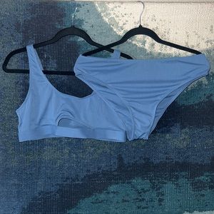 Blue two piece swim suit